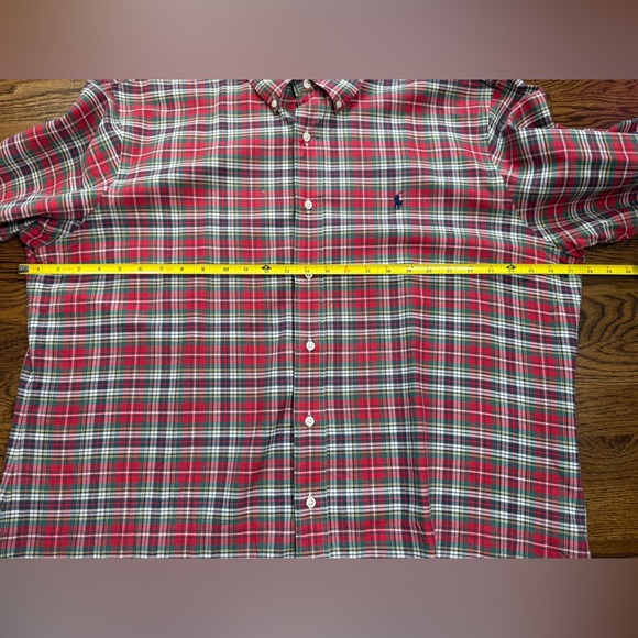Ralph Lauren Men’s Comfort Fit Tartan Red and Green Plaid Button Down Shirt XXL - Picture 14 of 15